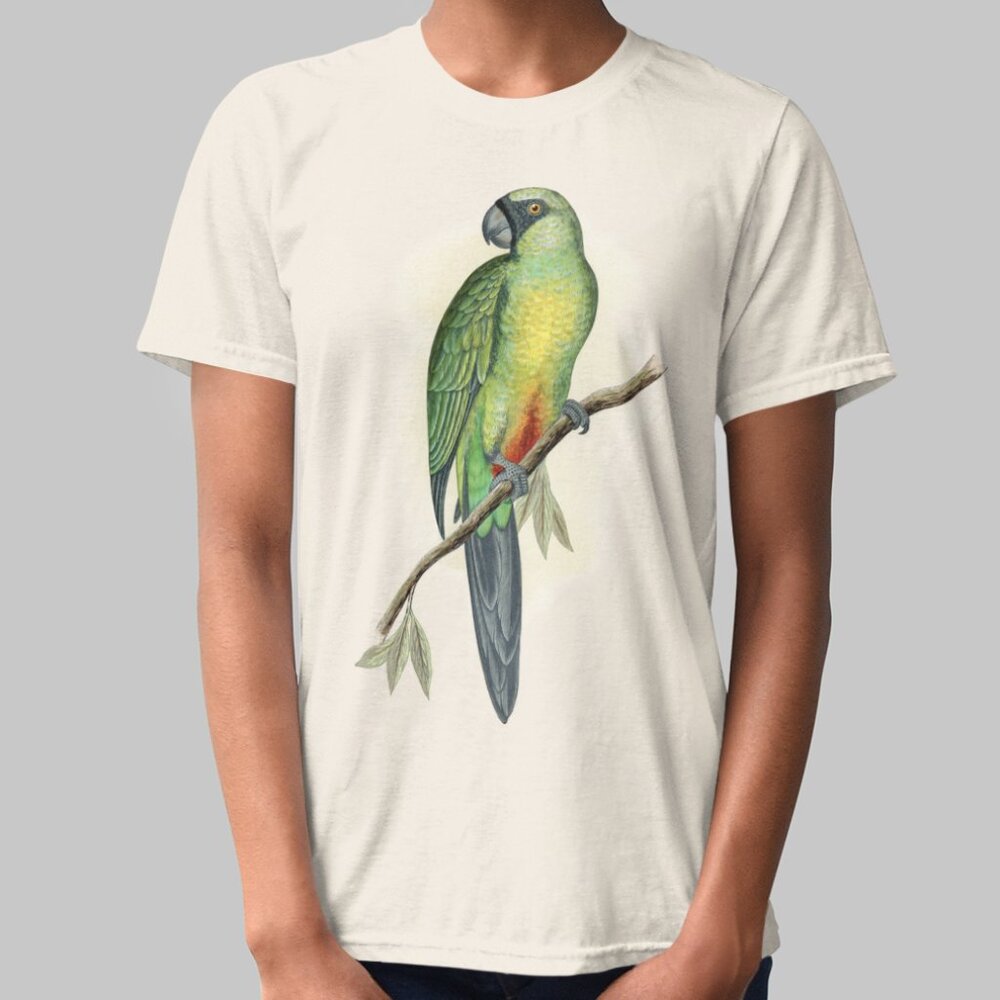 Masked Shining Parrot Vintage Print Short Sleeve Graphic Tee T-shirt S M L XL